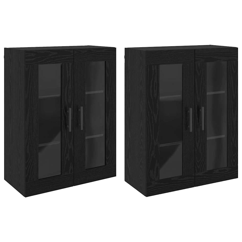 Wandmontierte Schränke 2 pcs Schwarz Eichen-Optik