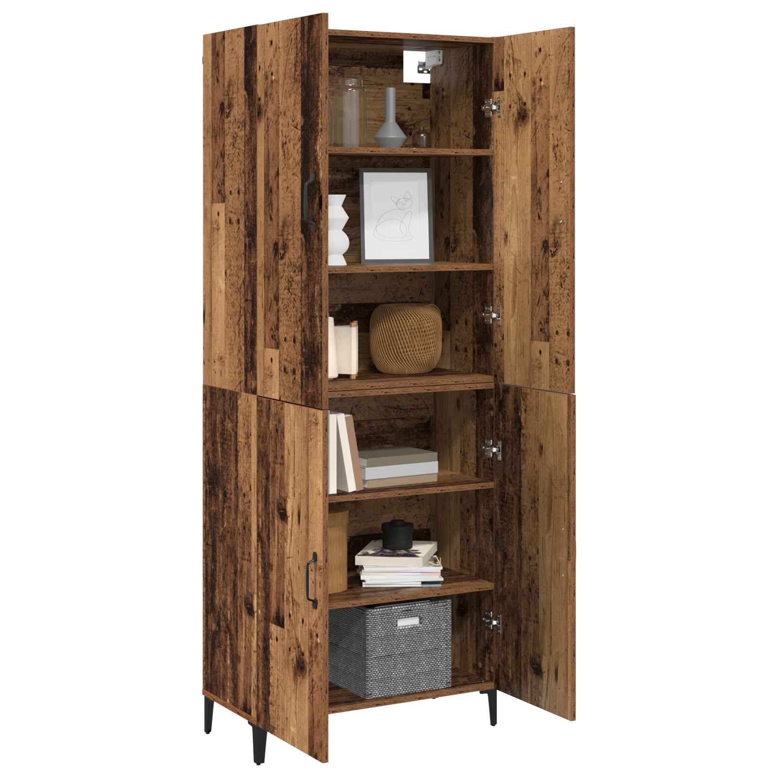 Highboard 2 pcs Altholz Holzwerkstoff