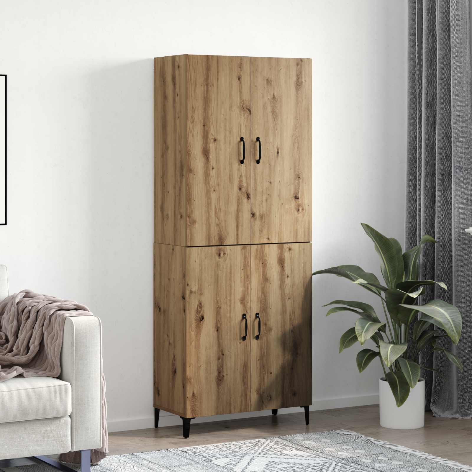 Highboard 2 pcs Artisan-Eiche Holzwerkstoff