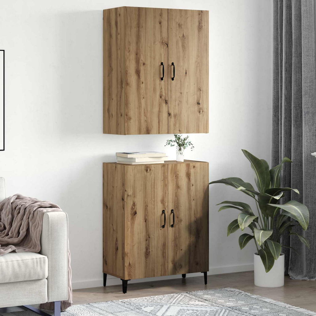 Highboard 2 pcs Artisan-Eiche Holzwerkstoff