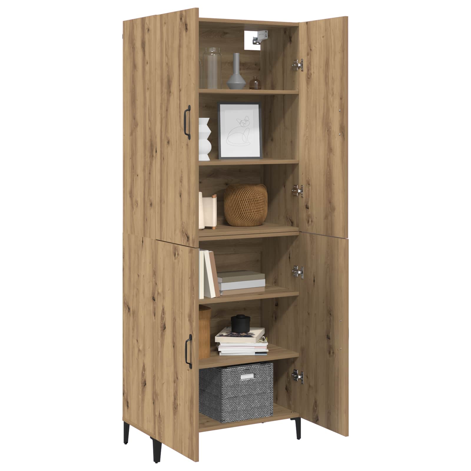 Highboard 2 pcs Artisan-Eiche Holzwerkstoff