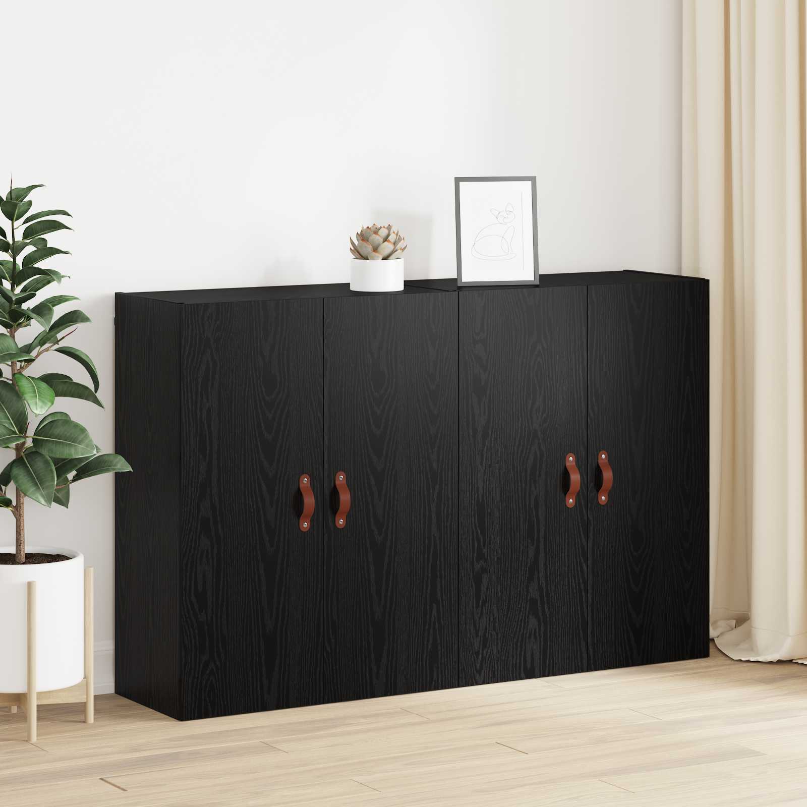 Wandschrank 2 pcs Schwarz Eichen-Optik 69,5 x 34 x 90 cm