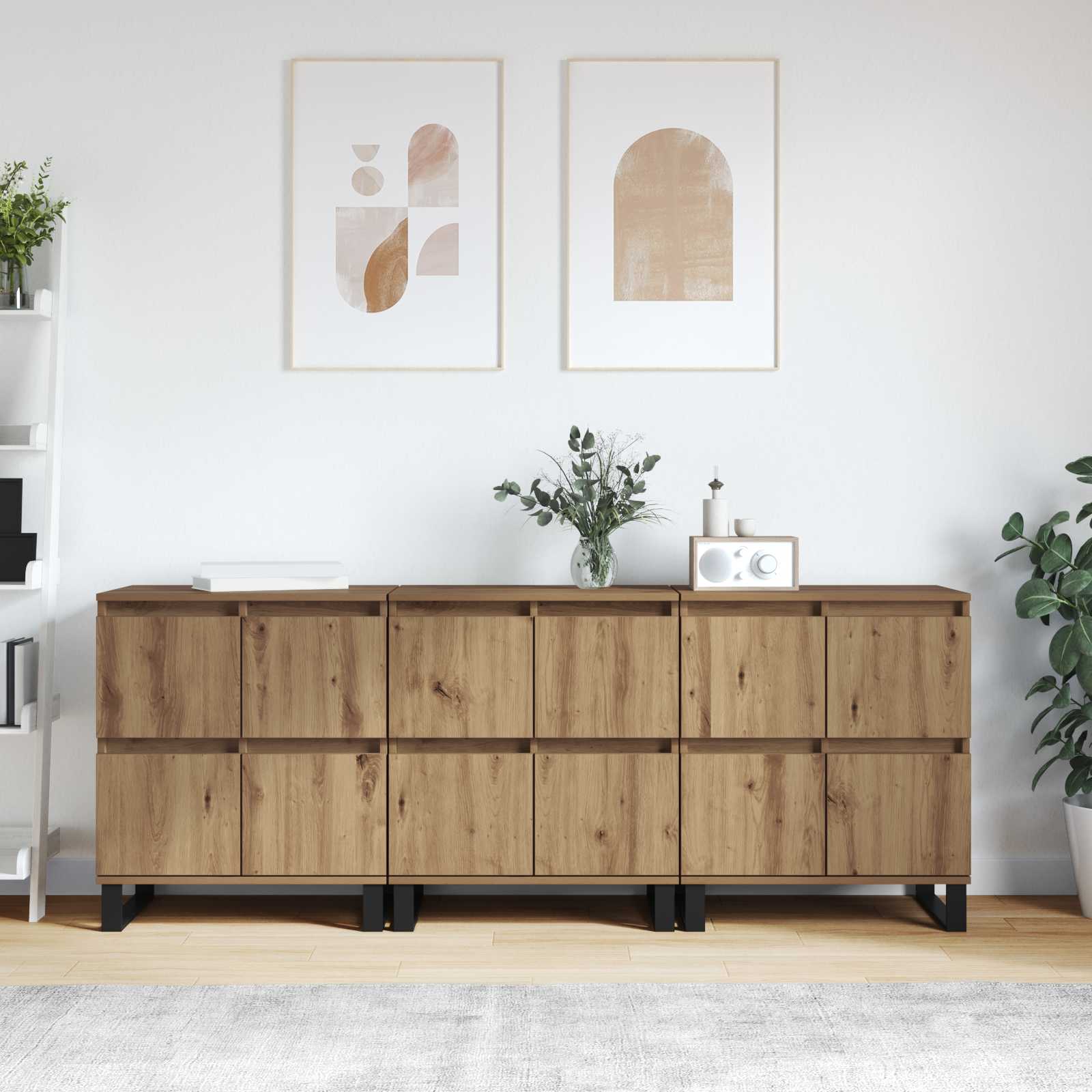 Sideboard 3 pcs Artisan-Eiche 60 x 35 x 70 cm