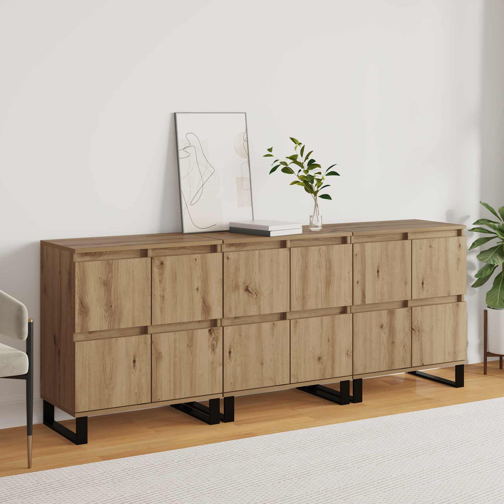Sideboard 3 pcs Artisan-Eiche 60 x 35 x 70 cm