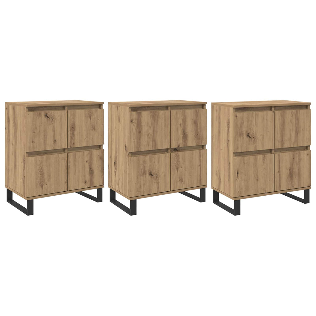 Sideboard 3 pcs Artisan-Eiche 60 x 35 x 70 cm