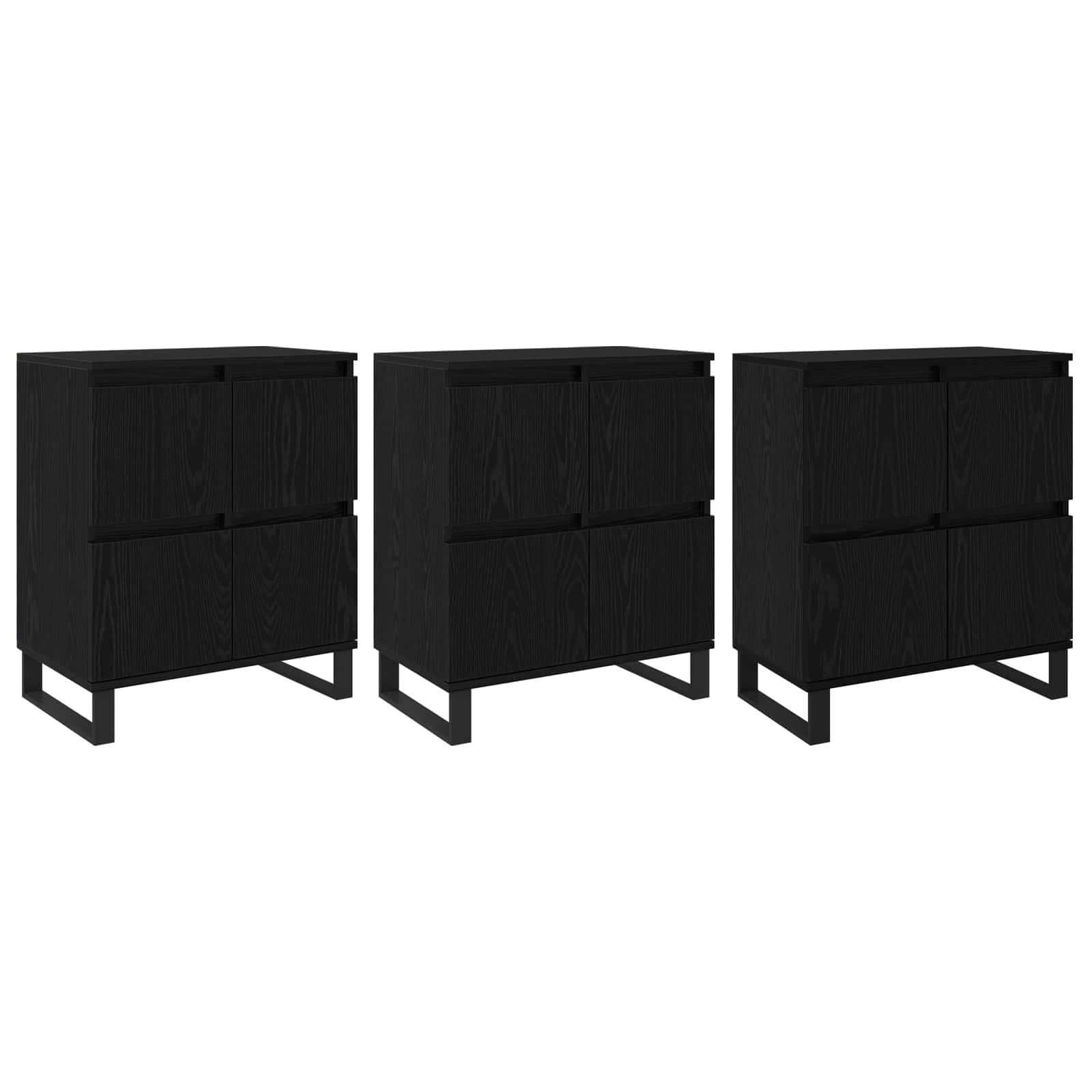 Sideboard 3 pcs Schwarz Eichen-Optik 60 x 35 x 70 cm