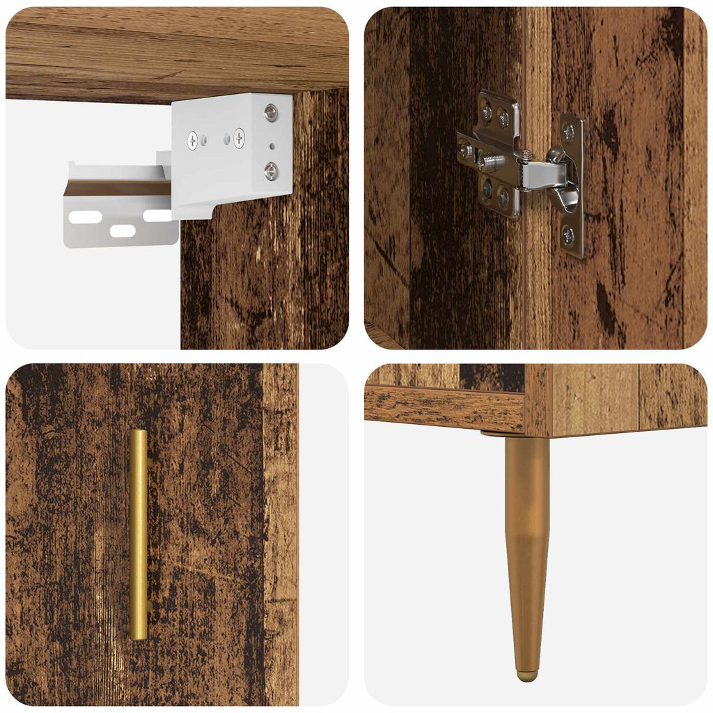 Highboard Wandmontiert Altholz 69,5 x 34 x 180 cm Holzwerkstoff