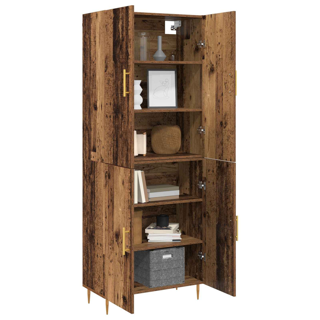 Highboard Wandmontiert Altholz 69,5 x 34 x 180 cm Holzwerkstoff