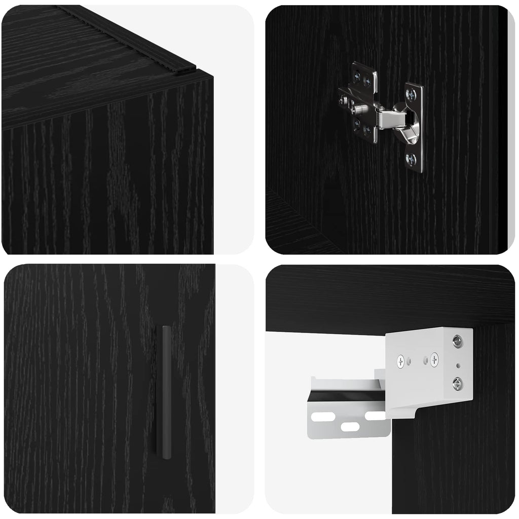 Wandmontierte Schränke 2 pcs Schwarz Eichen-Optik