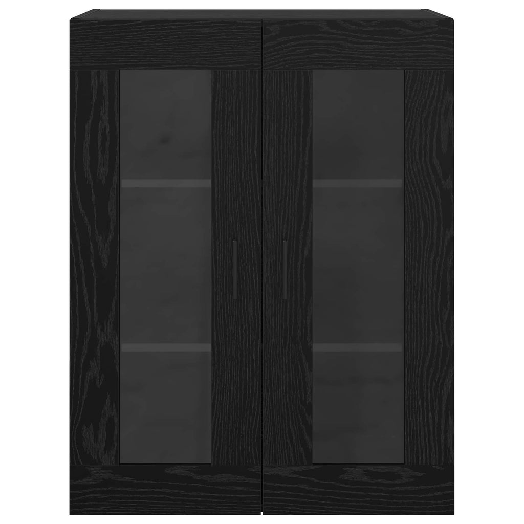 Wandmontierte Schränke 2 pcs Schwarz Eichen-Optik