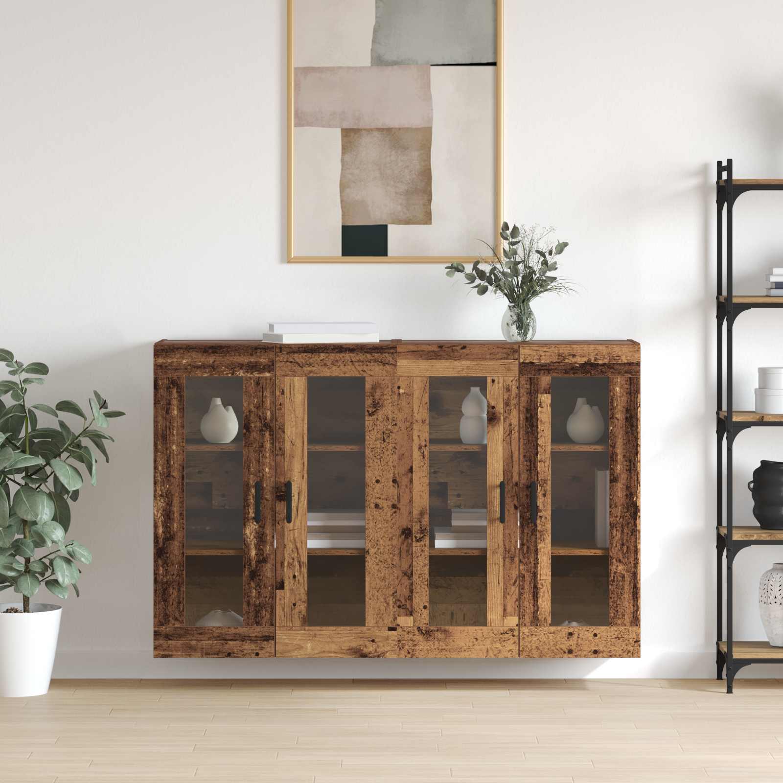 Wandmontierte Schränke 2 pcs Altholz 69,5 x 34 x 90 cm