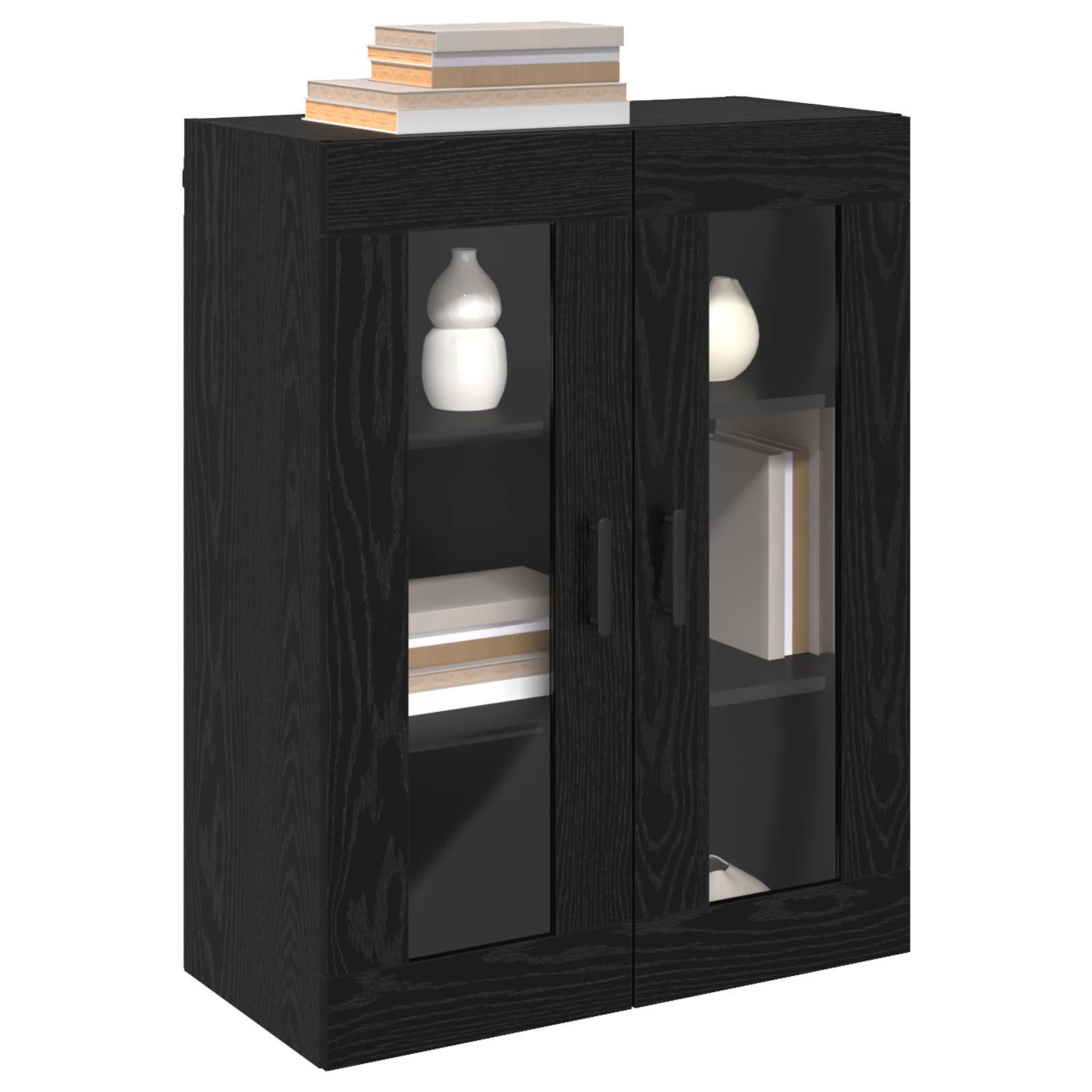 Wandmontierte Schränke 2 pcs Schwarz Eichen-Optik