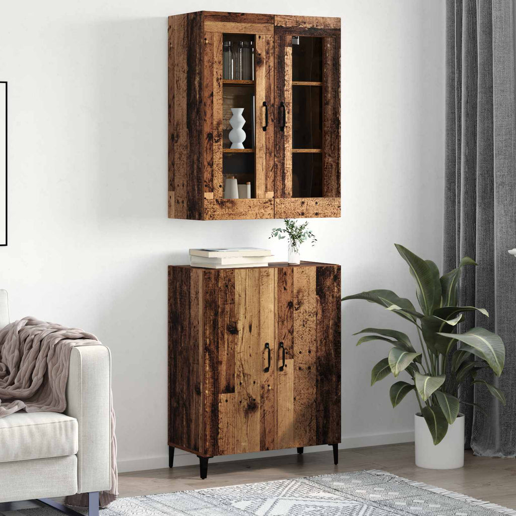Highboard 2 pcs Altholz Holzwerkstoff