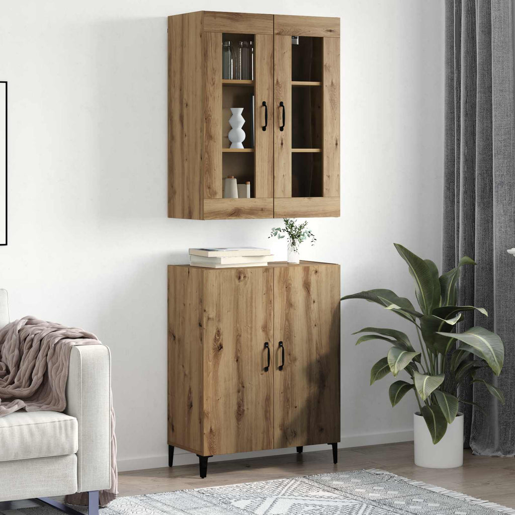Highboard 2 pcs Artisan-Eiche Holzwerkstoff