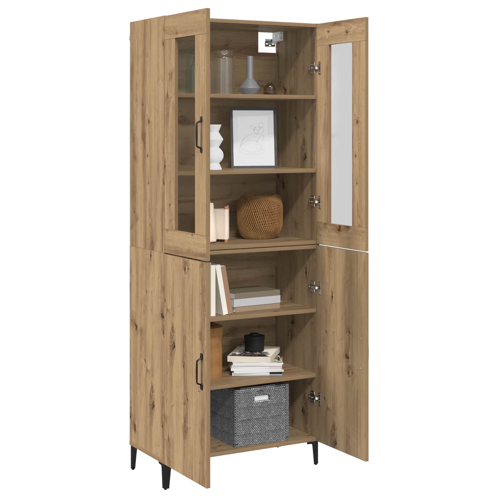 Highboard 2 pcs Artisan-Eiche Holzwerkstoff