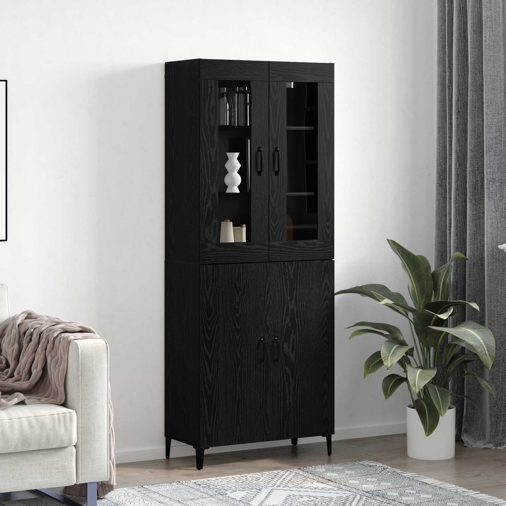 Highboard 2 pcs Schwarz Eichen-Optik Holzwerkstoff