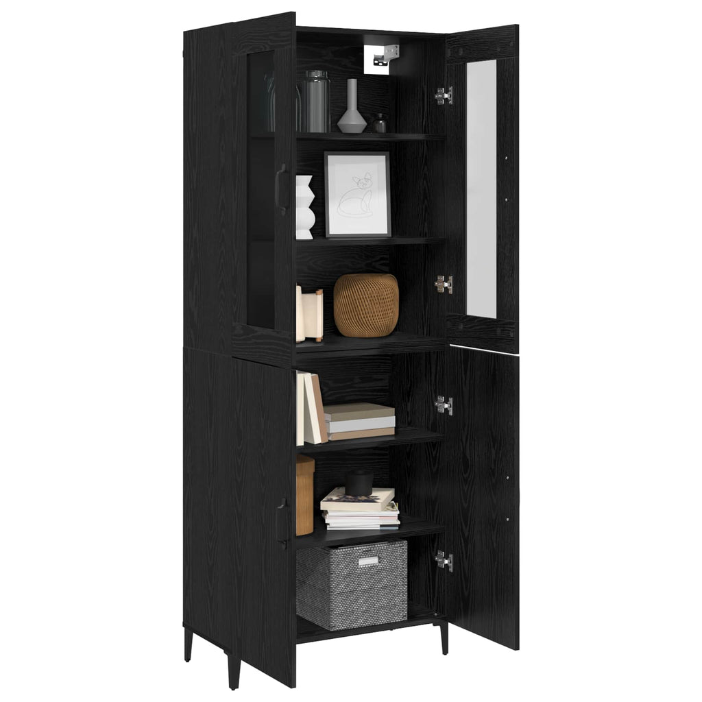 Highboard 2 pcs Schwarz Eichen-Optik Holzwerkstoff