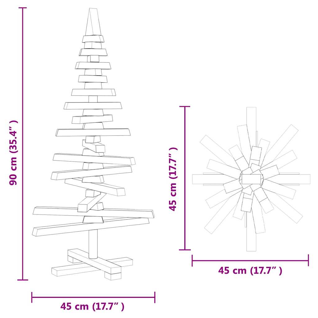 Holz Weihnachtsbaum mit Ständer Braun 90 cm Massivholz Kiefer