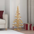 Holz Weihnachtsbaum mit Ständer Braun 120 cm Massivholz Kiefer