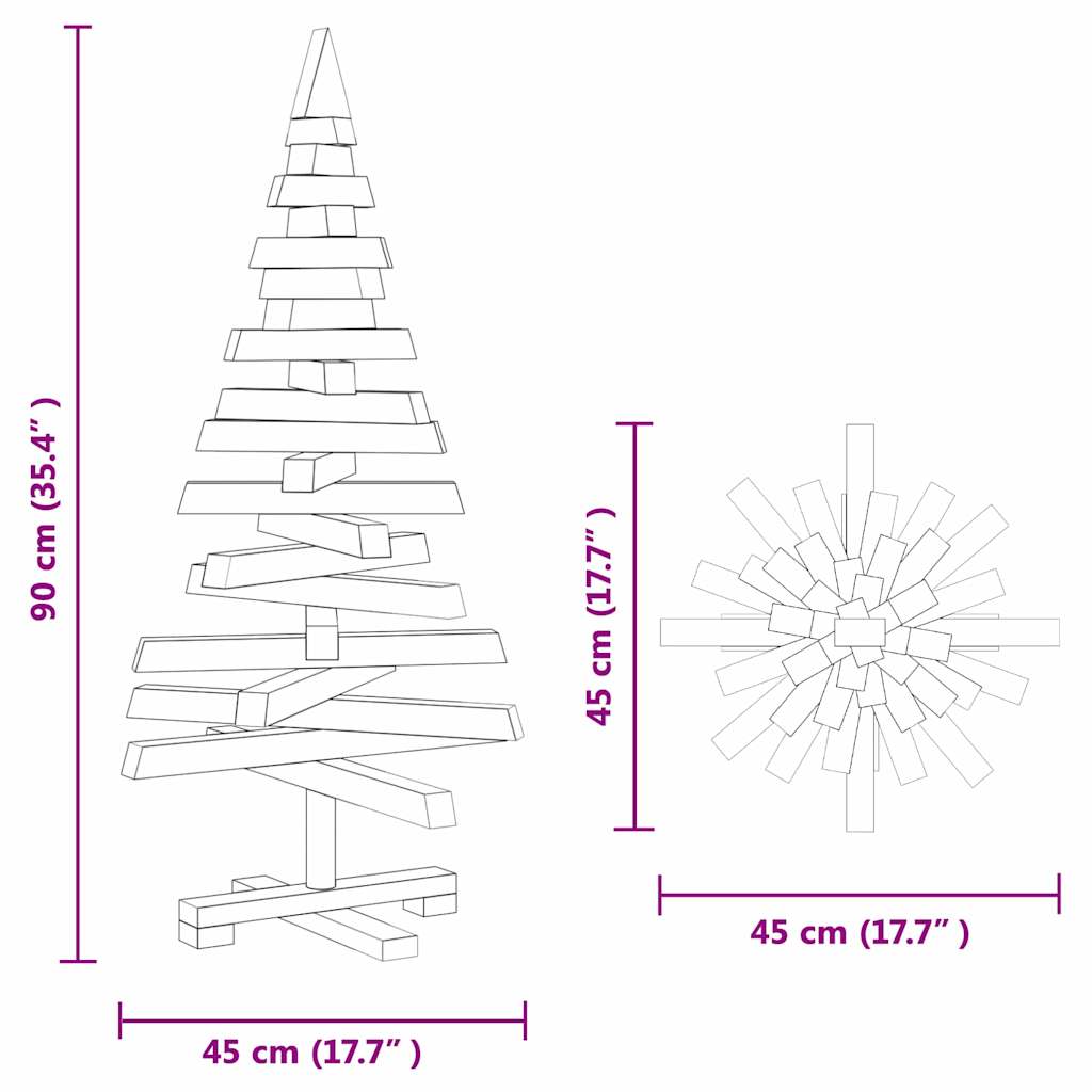 Weihnachtsbäume mit Ständer Braun 90 cm Massivholz Kiefer