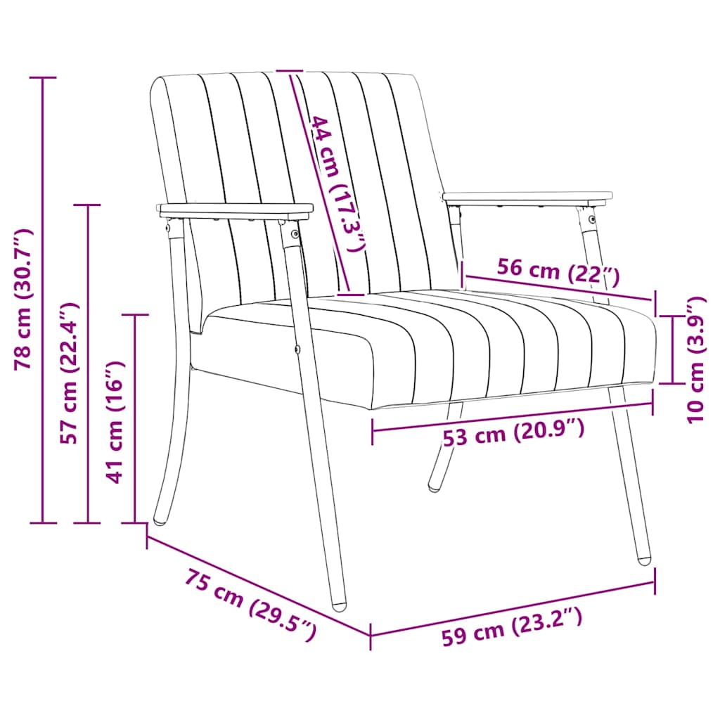 Sessel Dunkelgrau 59 x 75 x 78 cm Samt