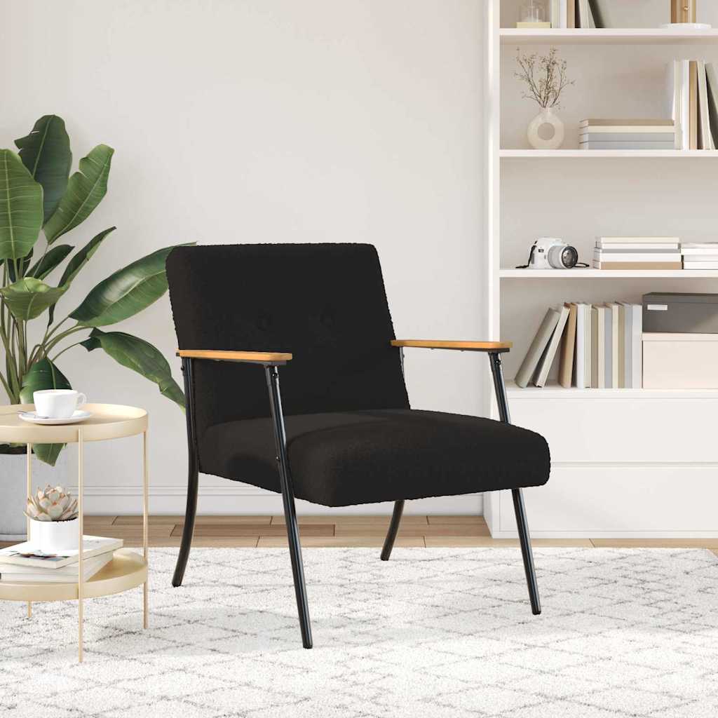 Sessel Schwarz Lockiger wollähnlicher Stoff