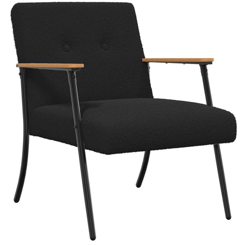 Sessel Schwarz Lockiger wollähnlicher Stoff