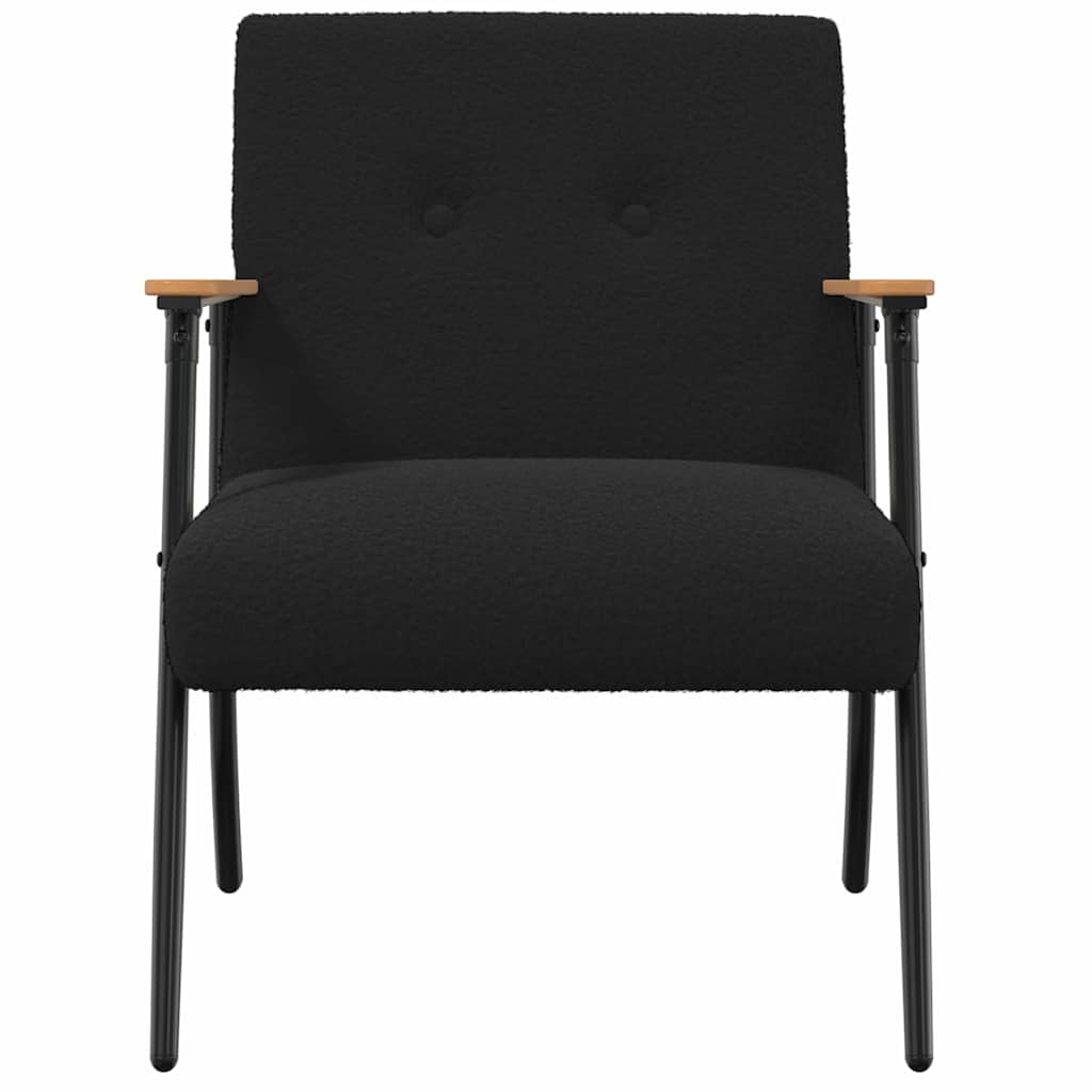 Sessel Schwarz Lockiger wollähnlicher Stoff