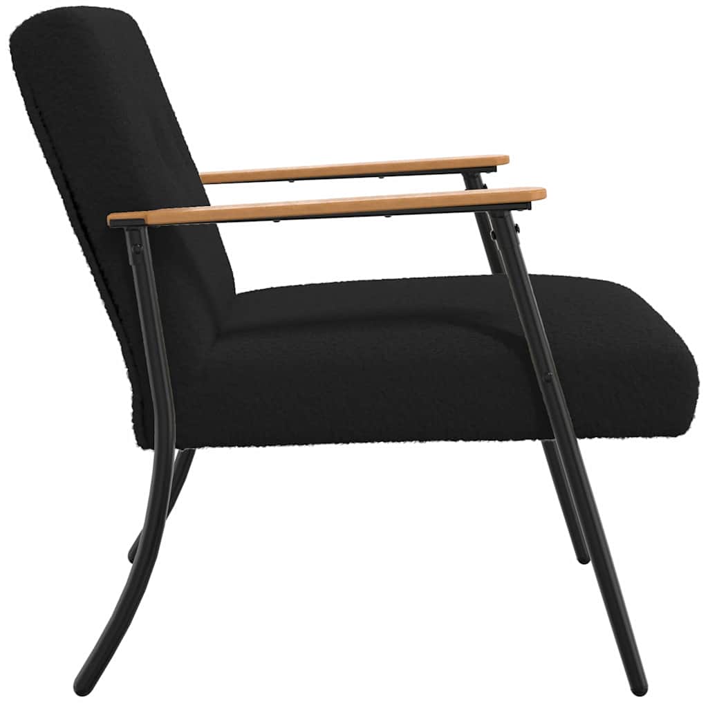 Sessel Schwarz Lockiger wollähnlicher Stoff