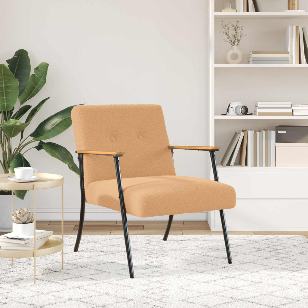 Sessel Beige Lockiger wollähnlicher Stoff