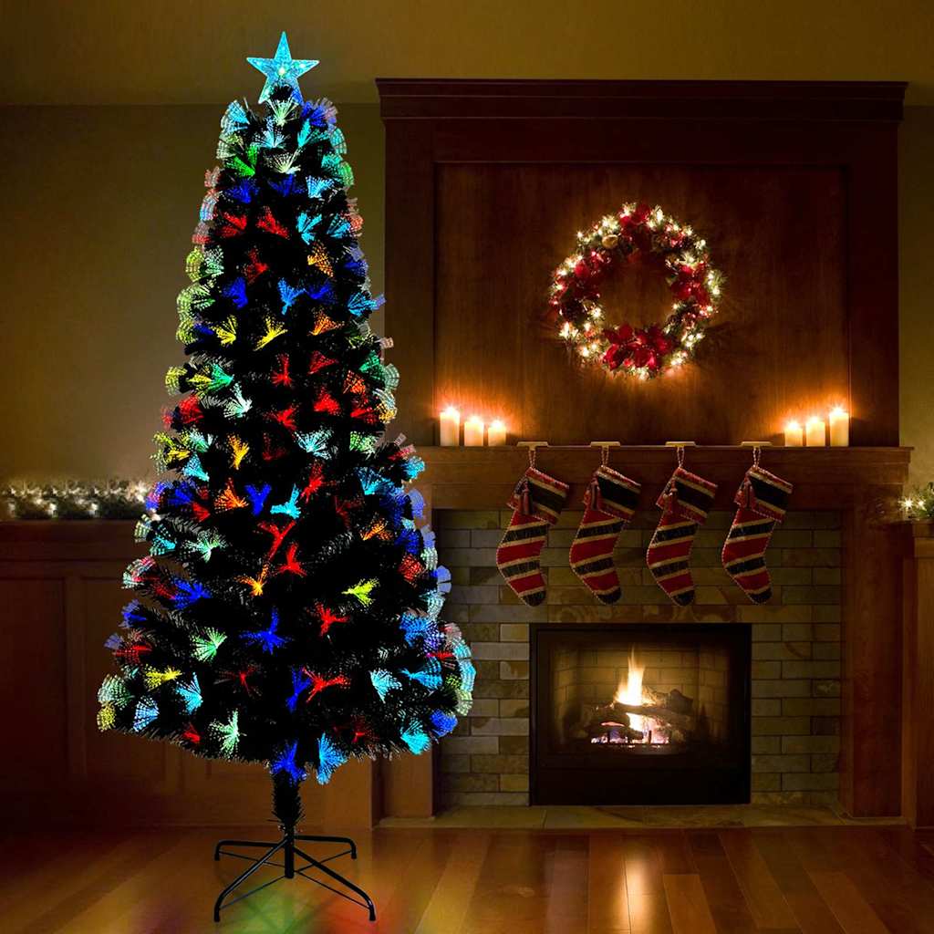 Künstlicher Weihnachtsbaum mit 250 LEDs Grün 210 cm PVC