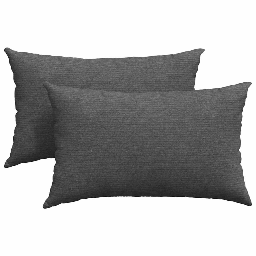 Sofakissen 2 Stück Dunkelgrau 50 x 30 cm Cordstoff