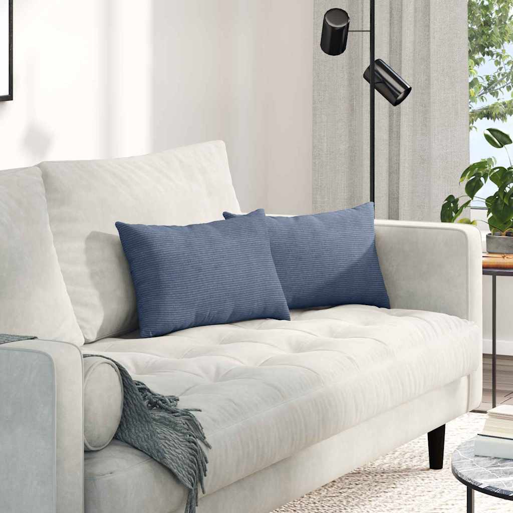 Sofakissen 2 Stück Blau 50 x 30 cm Cordstoff