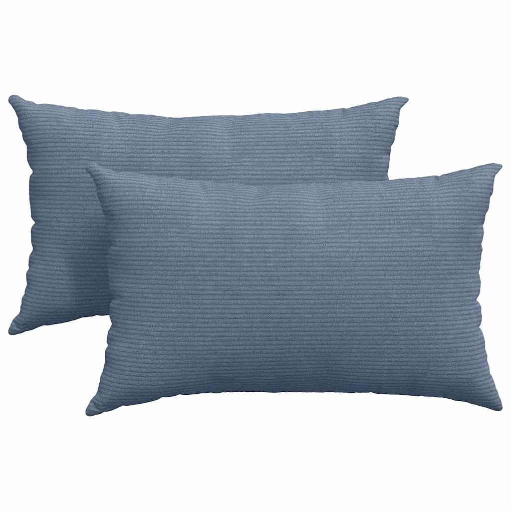 Sofakissen 2 Stück Blau 50 x 30 cm Cordstoff