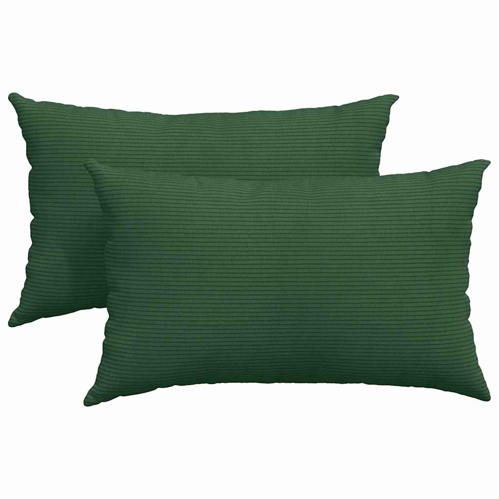Sofakissen 2 Stück Dunkelgrün 50 x 30 cm Cordstoff