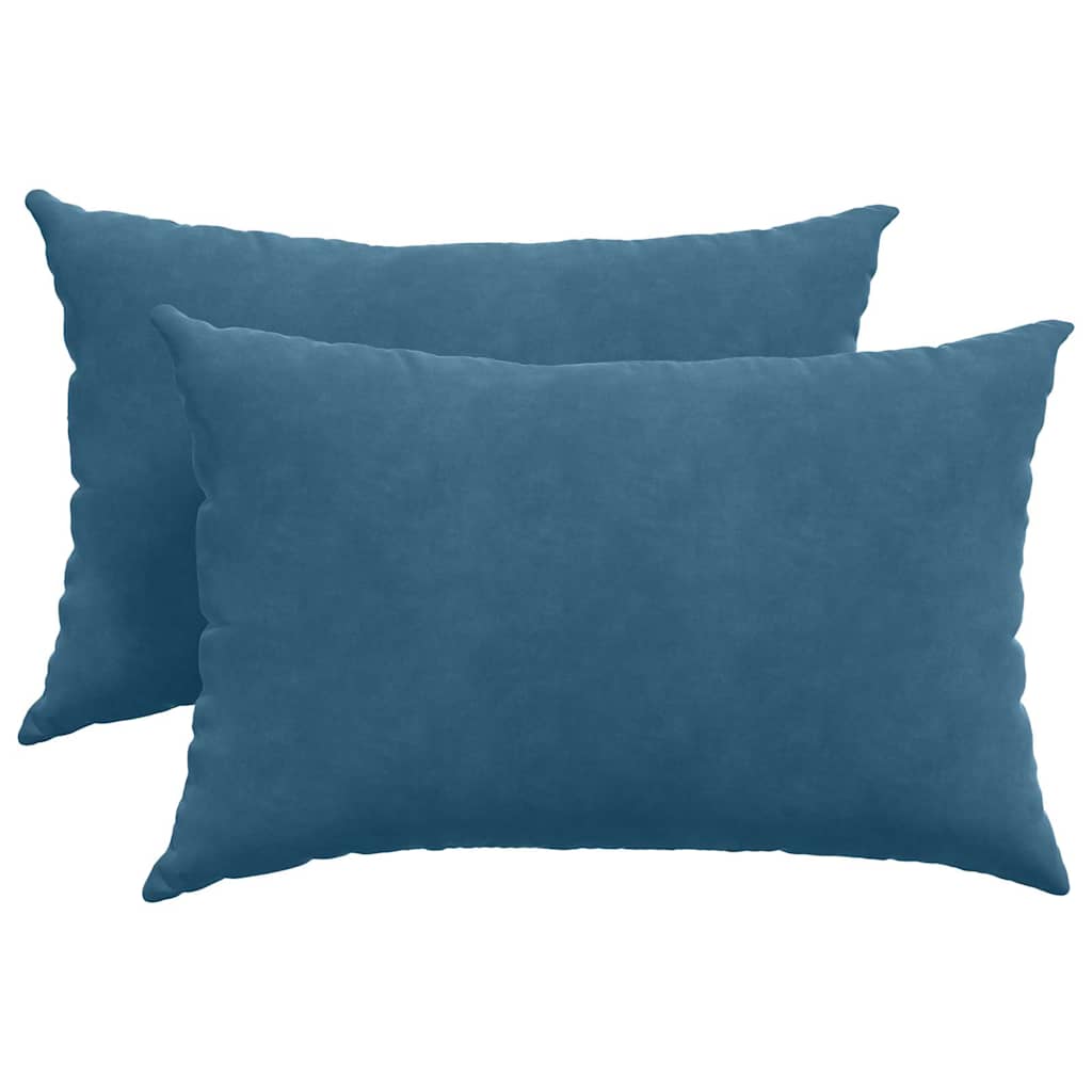 Sofakissen 2 Stück Blau 60 x 40 cm Cordstoff