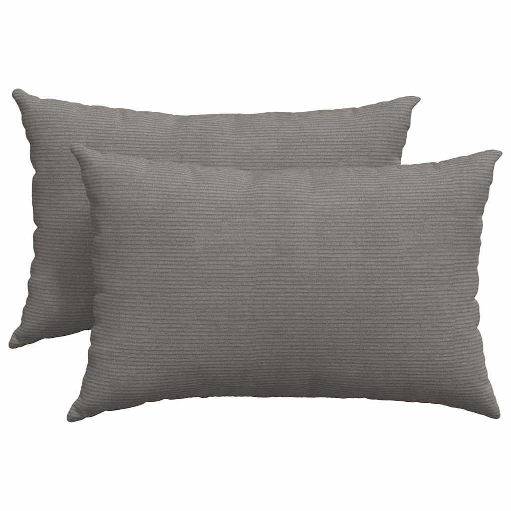 Sofakissen 2 Stück Hellgrau 60 x 40 cm Cordstoff