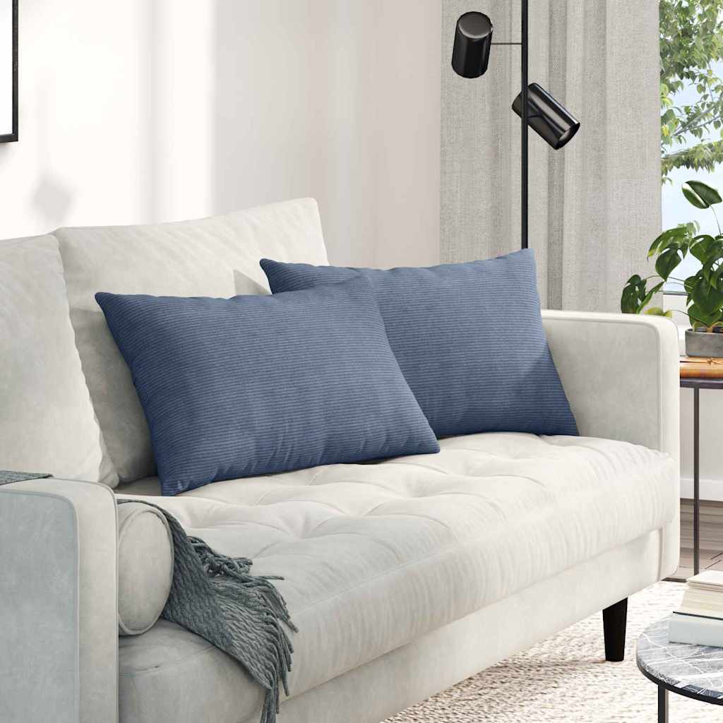 Sofakissen 2 Stück Blau 60 x 40 cm Cordstoff