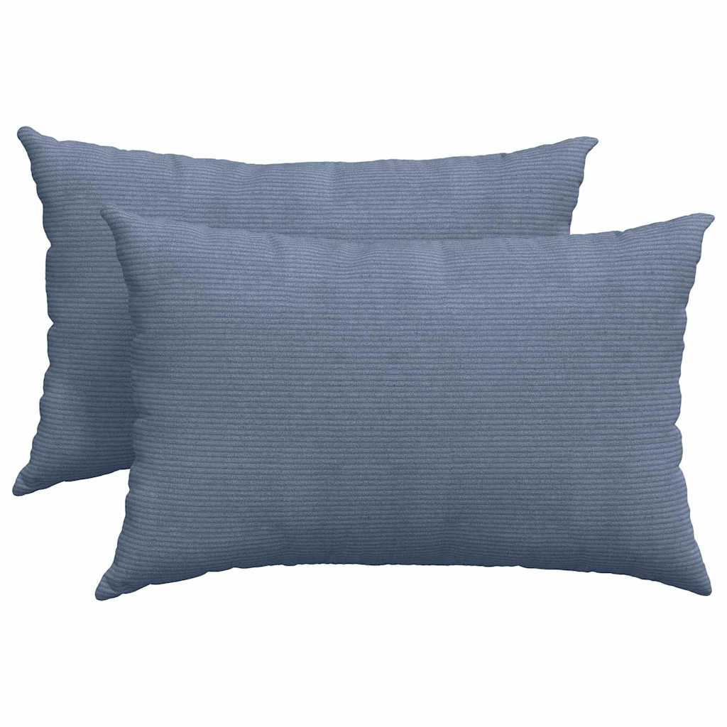 Sofakissen 2 Stück Blau 60 x 40 cm Cordstoff