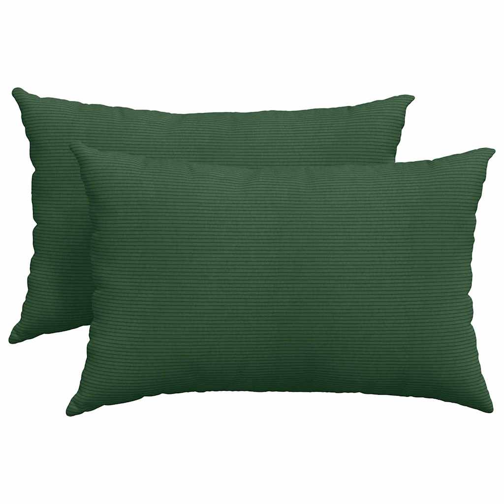 Sofakissen 2 Stück Dunkelgrün 60 x 40 cm Cordstoff
