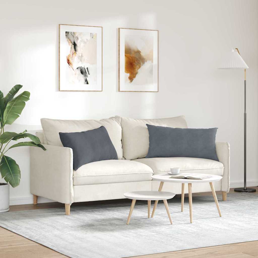 Sofakissen 2 Stück Dunkelgrau 80 x 40 cm Cordstoff