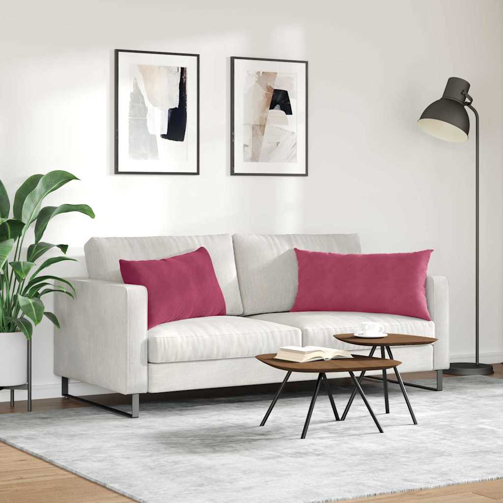 Sofakissen 2 Stück Weinrot 80 x 40 cm Cordstoff