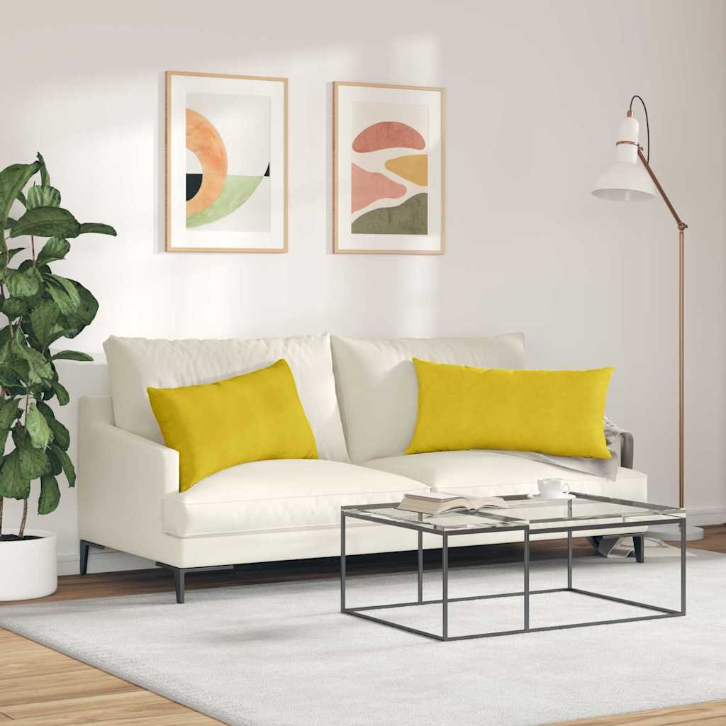 Sofakissen 2 Stück Gelb 80 x 40 cm Cordstoff