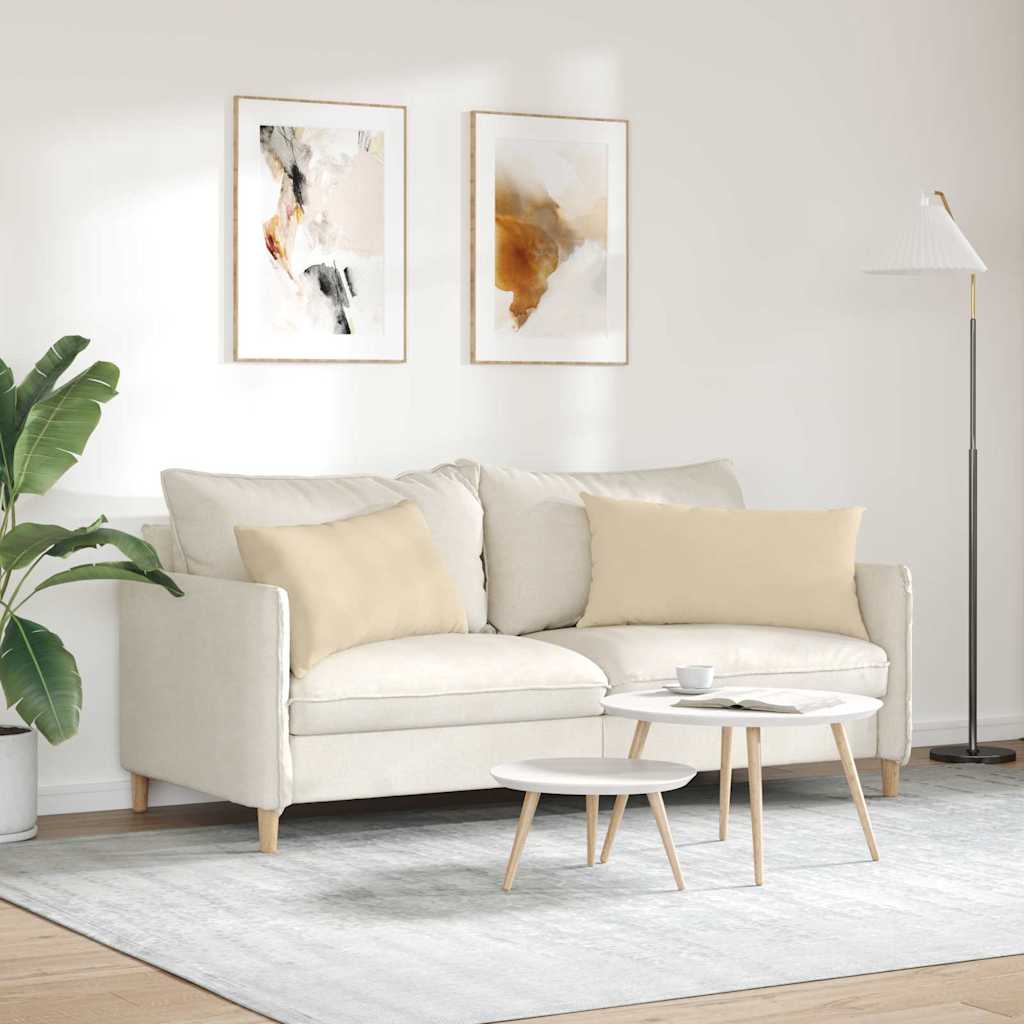 Sofakissen 2 Stück Creme 80 x 40 cm Stoff
