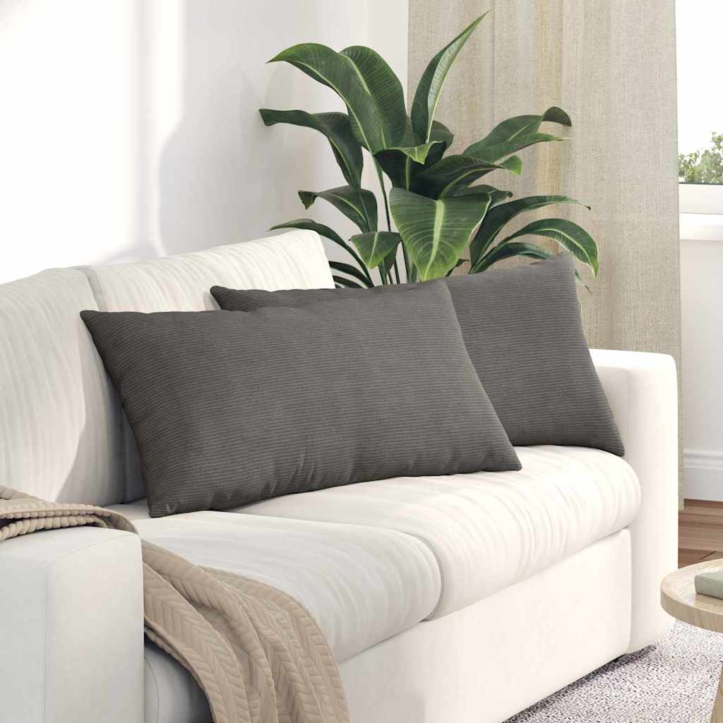 Sofakissen 2 Stück Hellgrau 80 x 40 cm Cordstoff