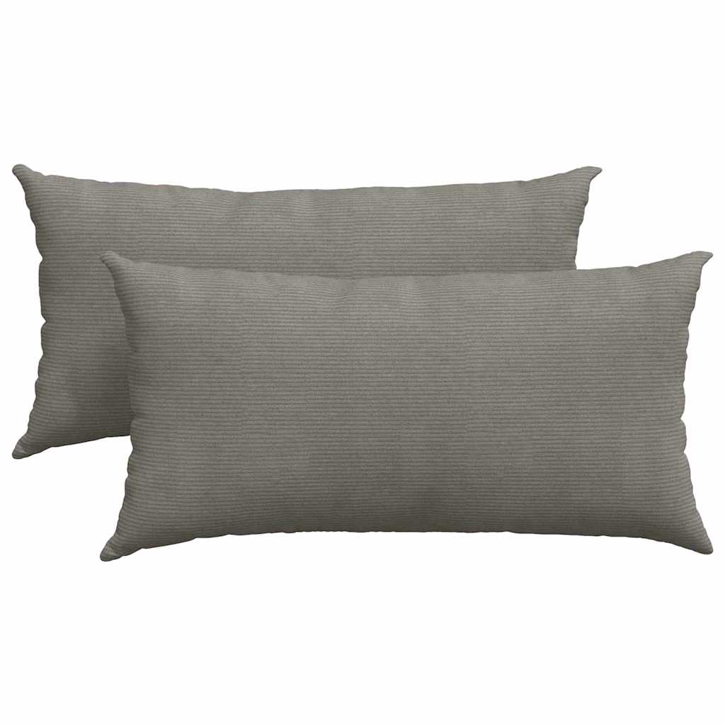 Sofakissen 2 Stück Hellgrau 80 x 40 cm Cordstoff
