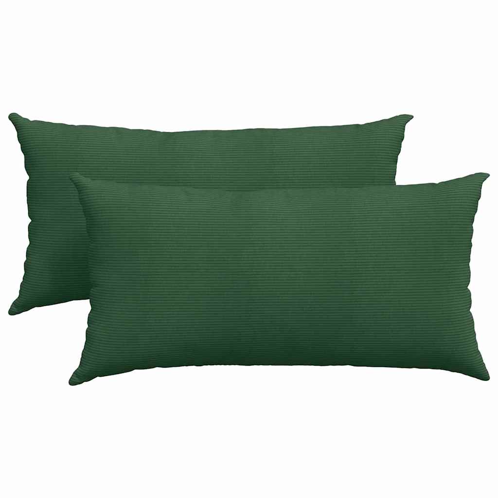 Sofakissen 2 Stück Dunkelgrün 80 x 40 cm Cordstoff