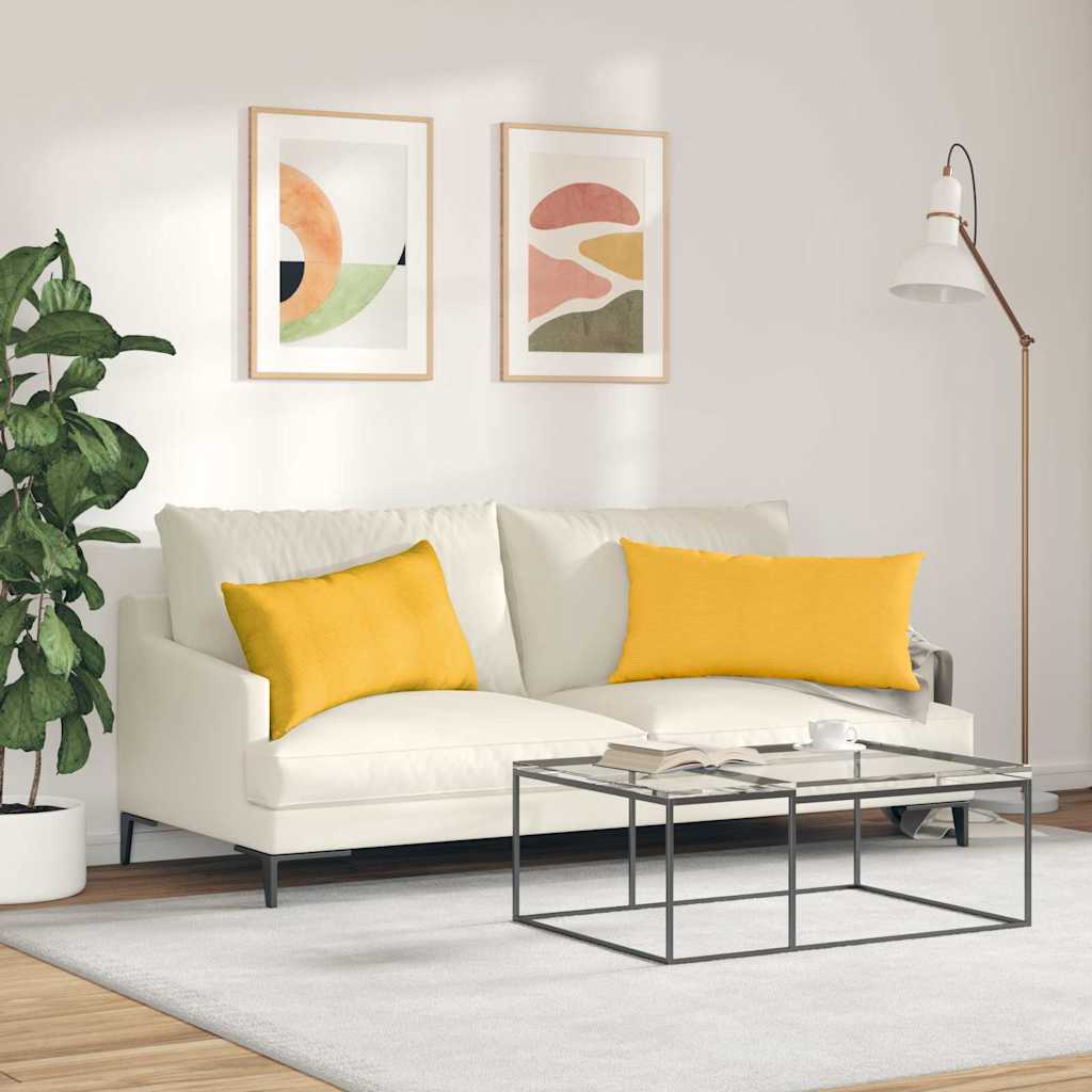 Sofakissen 2 Stück Helles Gelb 80 x 40 cm Cordstoff