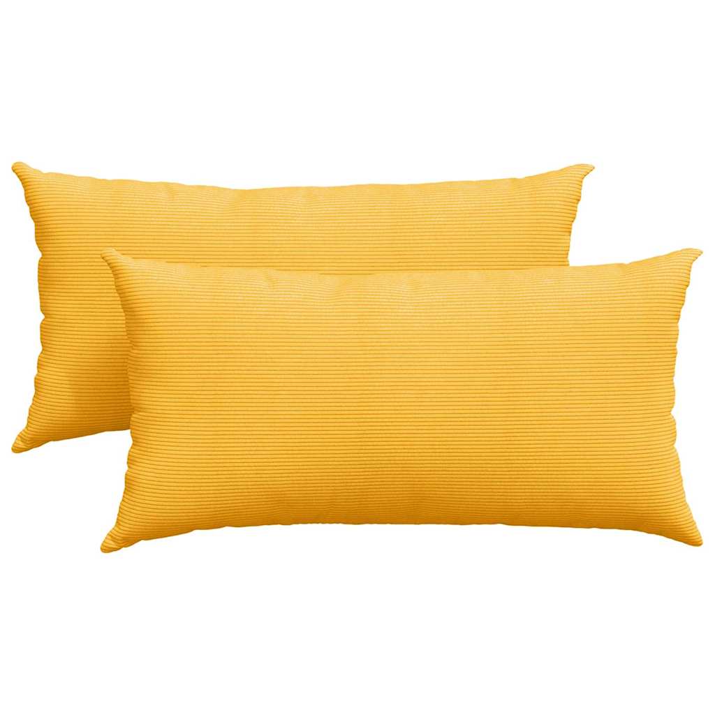 Sofakissen 2 Stück Helles Gelb 80 x 40 cm Cordstoff