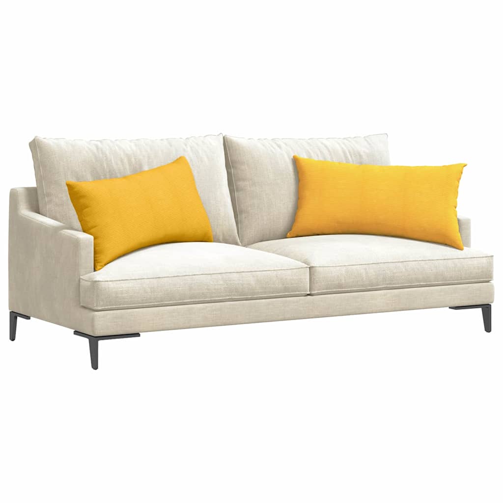 Sofakissen 2 Stück Helles Gelb 80 x 40 cm Cordstoff